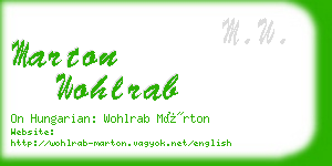marton wohlrab business card